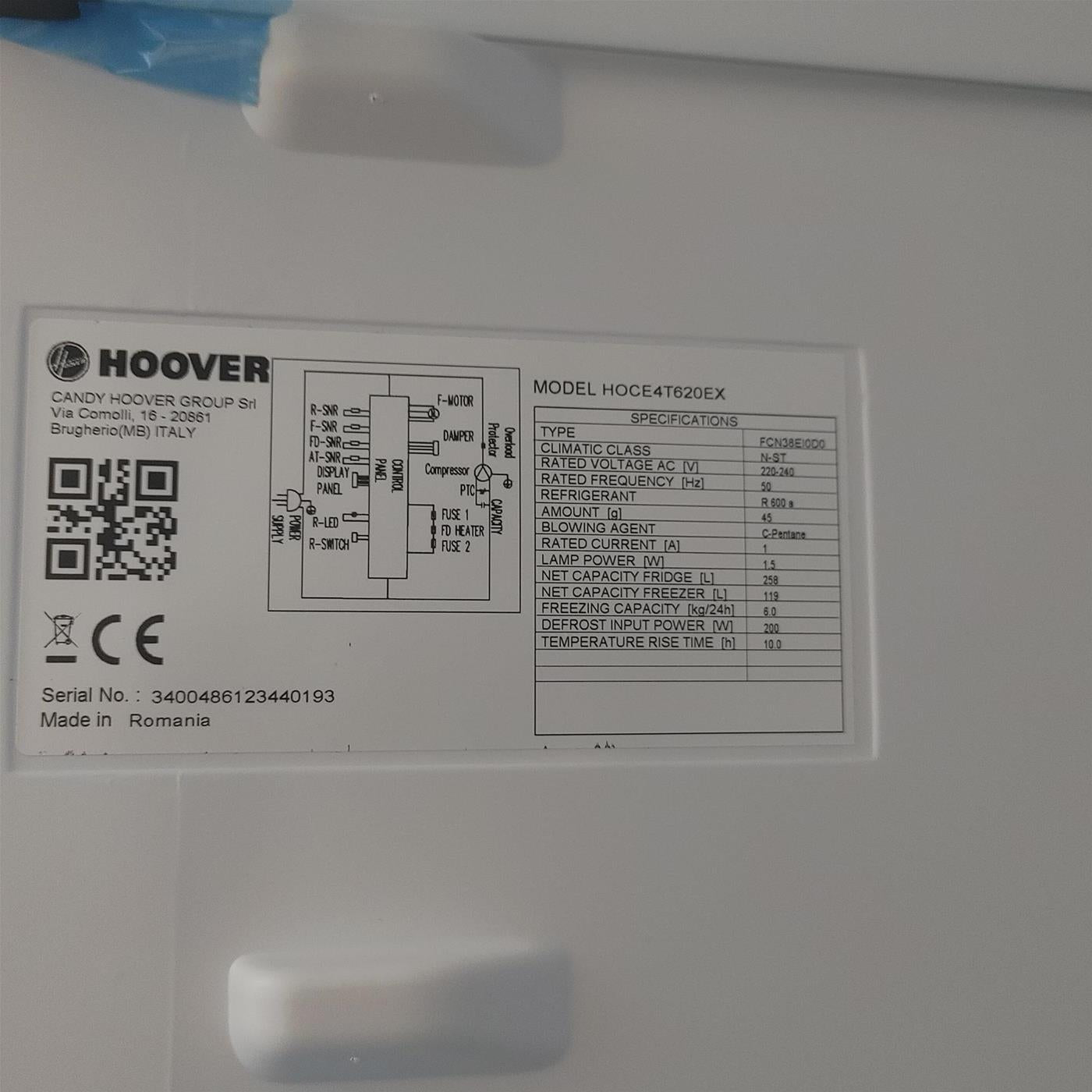 Hoover H-FRIDGE 500 HOCE4T618EX Libera Installazione 341 LE Acciaio inox