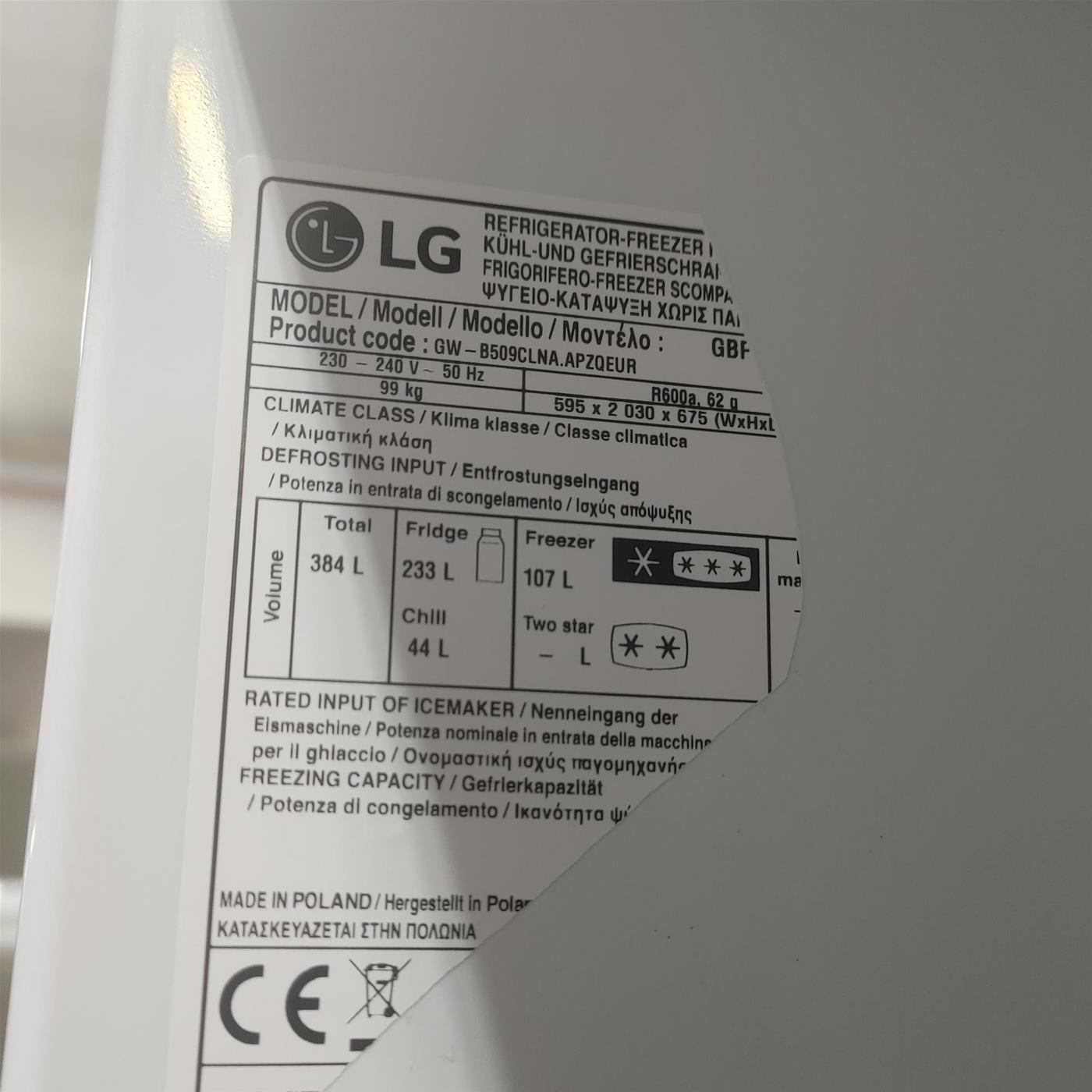 LG GBP62PZNAC Frigorifero combinato, Classe A, 384L, Fresh Converter, No frost, Inox