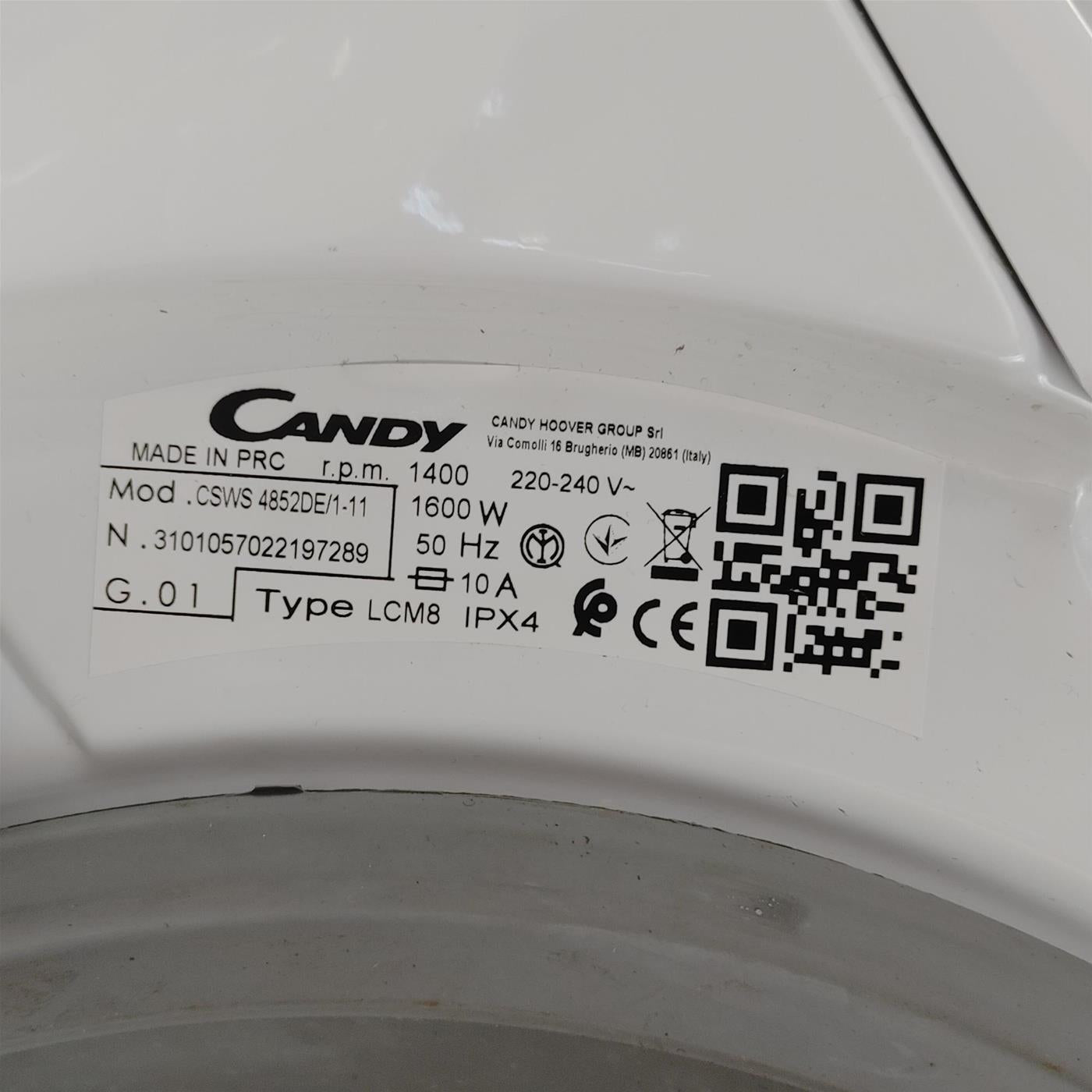 Lavasciuga Candy Smart CSWS4852DE/1-11 Libera Installazione Caricamento Frontale Bianco E