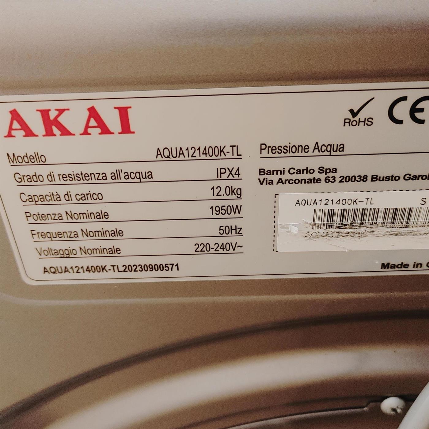AKAI Lavatrice AQUA121400KTL Silver 12 Kg