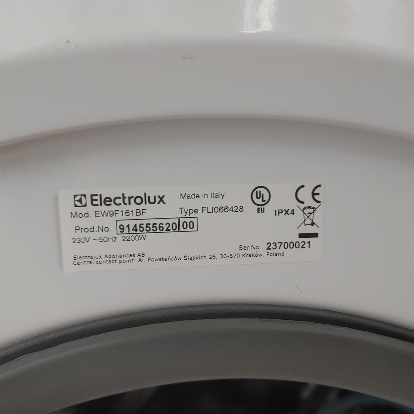 Electrolux EW9F161BF lavatrice Caricamento frontale 10 kg 1551 Giri/min Bianco