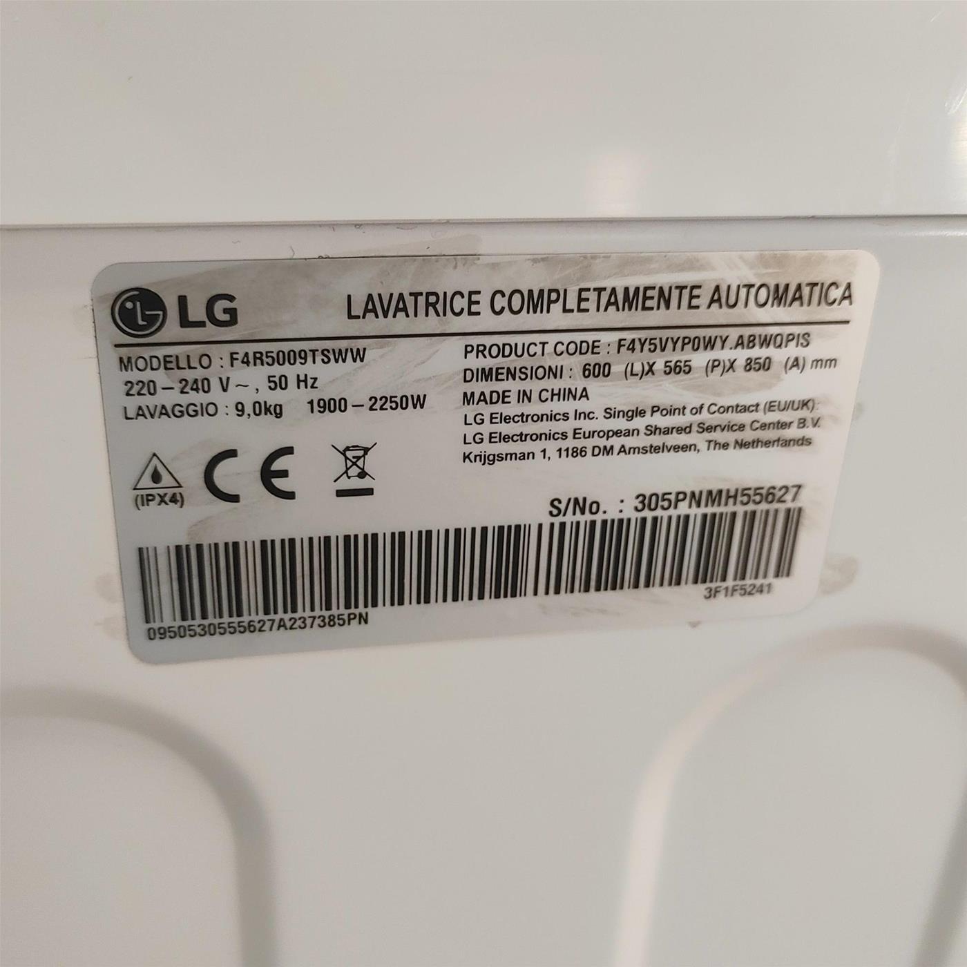 Lavatrice LG F4R5009TSWW Carica frontale 9 kg 1400 Giri/min Bianco