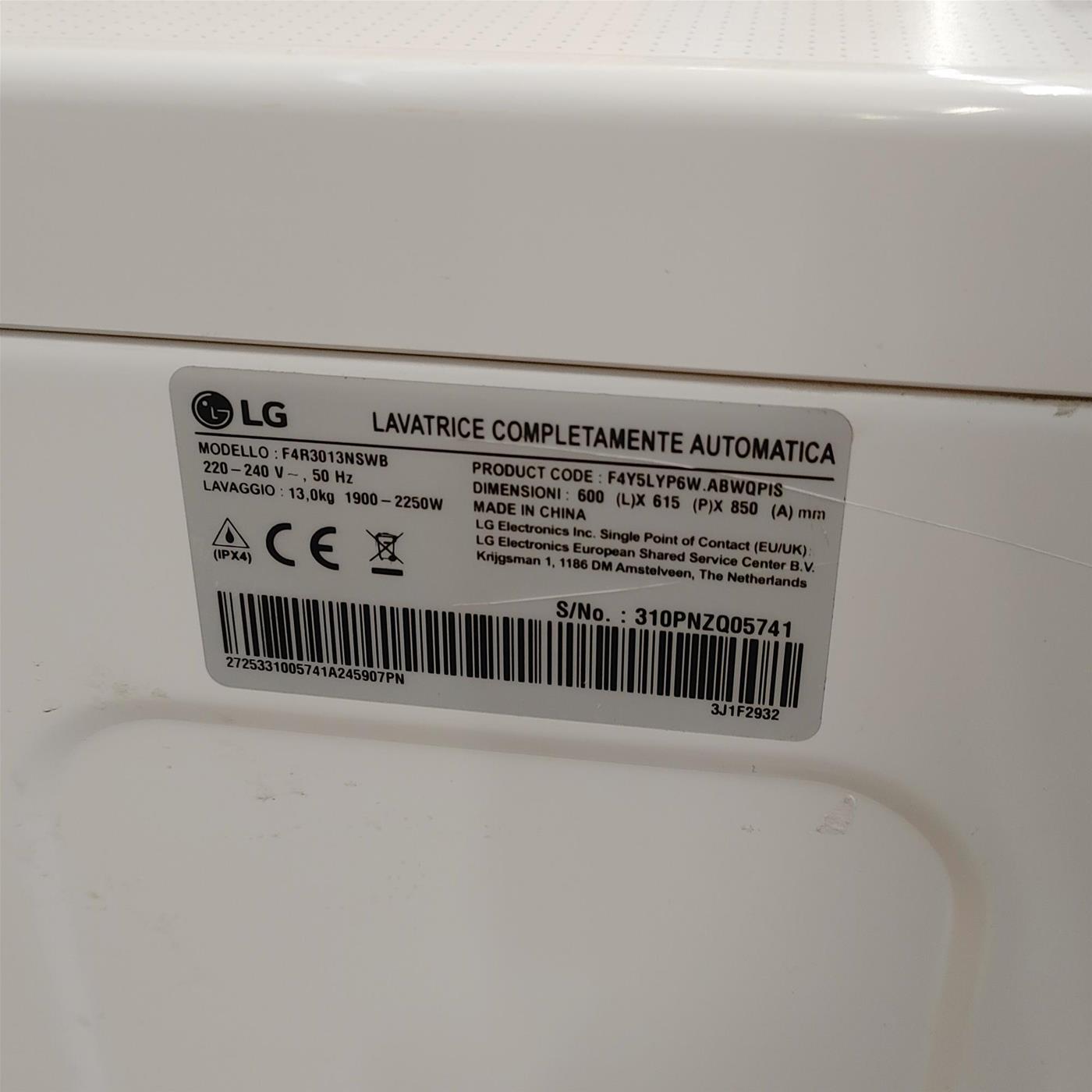 Lavatrice LG F4R3013NSWB Carica frontale 13 kg 1400 Giri/min Bianco